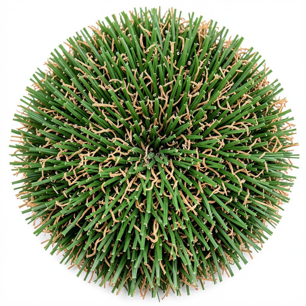 Close-up of artificial turf fibers